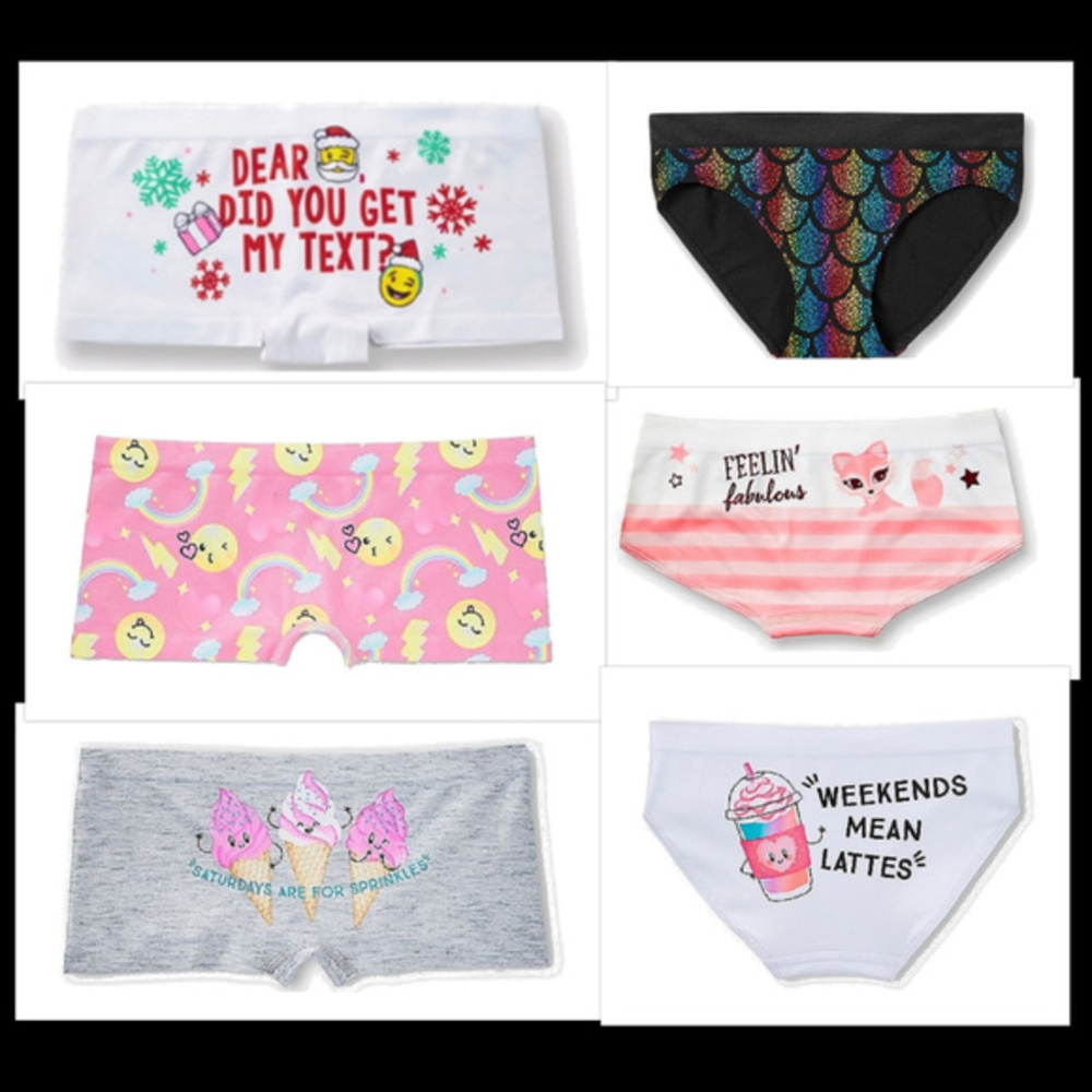 NWT Justice 6 Pair Panties 6/7 Shorties Bikini